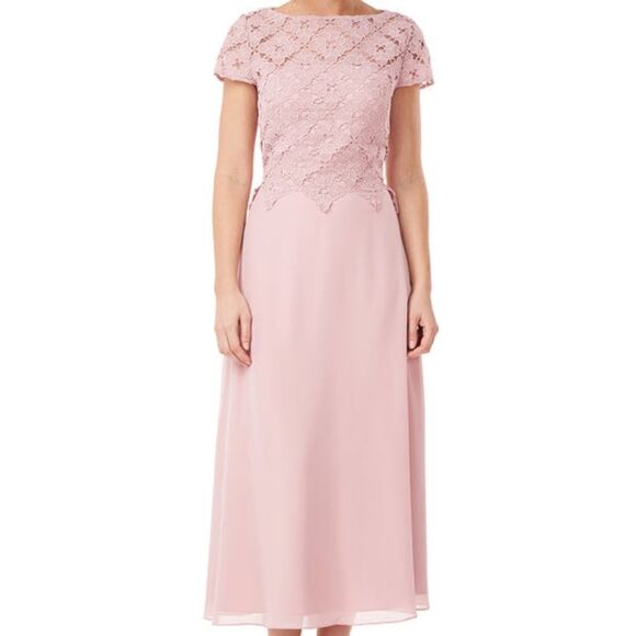 JS Collections Laura A-Line Tea Length Dress Pale Mauve 6 NWT - Picture 14 of 14